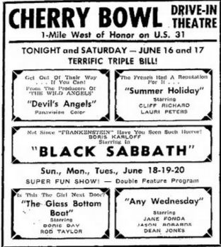 Cherry Bowl Drive-In Theatre - June 1967 Ad (newer photo)